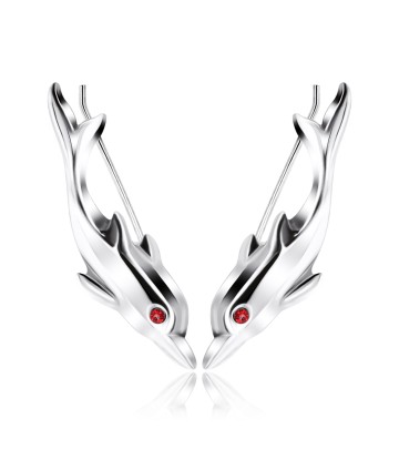 Silver Dolphin Shaped Earrings EL-110